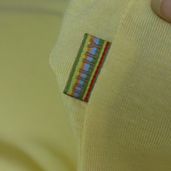 Oilily Lightweight LS Ruffle Cuff Drape V-Neck Yellow Green Floral Graphic Top - Picture 3 of 12